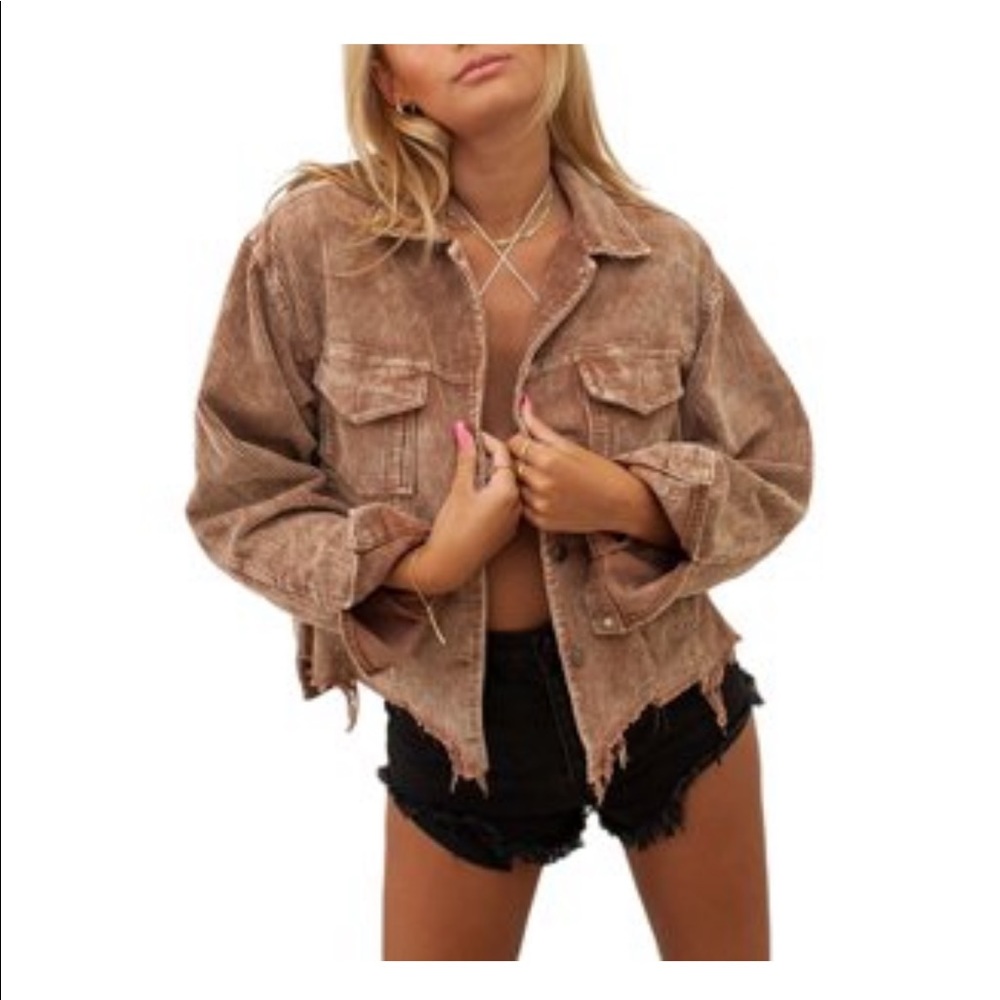 Corduroy Distressed Oversized Boyfriend Jacket